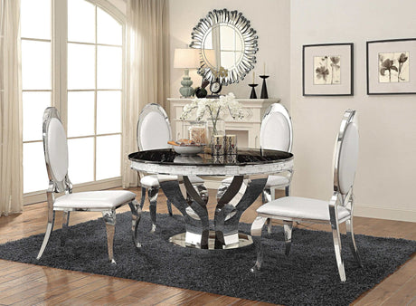 Anchorage Chrome & Black Round Dining Table - Ornate Home