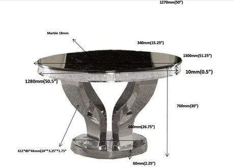 Anchorage Chrome & Black Round Dining Table - Ornate Home