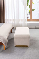 Angel Multi-Functional Beige Bench With Gold Metal Legs - Ornate Home