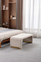 Angel Multi-Functional Beige Bench With Gold Metal Legs - Ornate Home