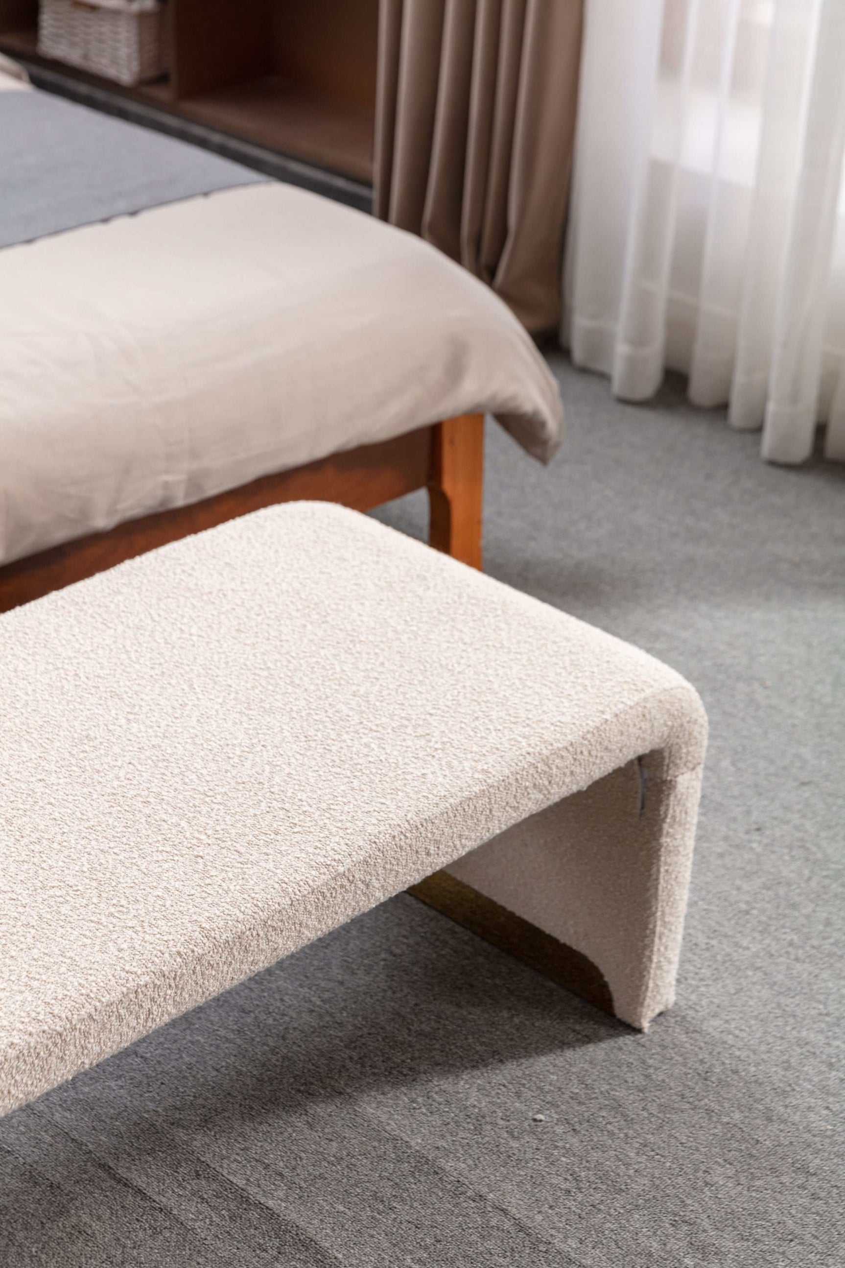 Angel Multi-Functional Beige Bench With Gold Metal Legs - Ornate Home