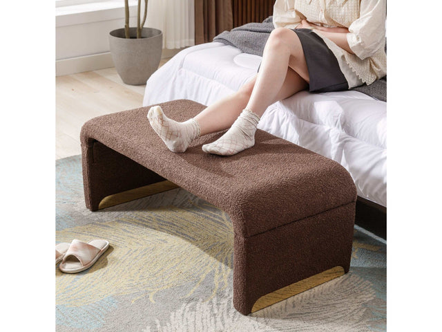 Angel Multi-Functional Coffee Brown Bench With Gold Metal Legs - Ornate Home