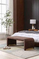 Angel Multi-Functional Coffee Brown Bench With Gold Metal Legs - Ornate Home