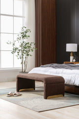 Angel Multi-Functional Coffee Brown Bench With Gold Metal Legs - Ornate Home