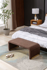 Angel Multi-Functional Coffee Brown Bench With Gold Metal Legs - Ornate Home