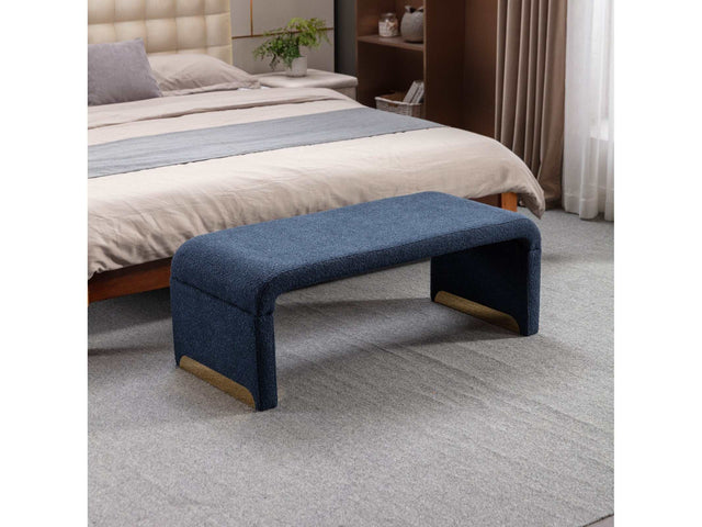 Angel Multi-Functional Dark Blue Bench With Gold Metal Legs - Ornate Home