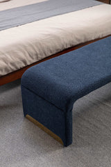 Angel Multi-Functional Dark Blue Bench With Gold Metal Legs - Ornate Home