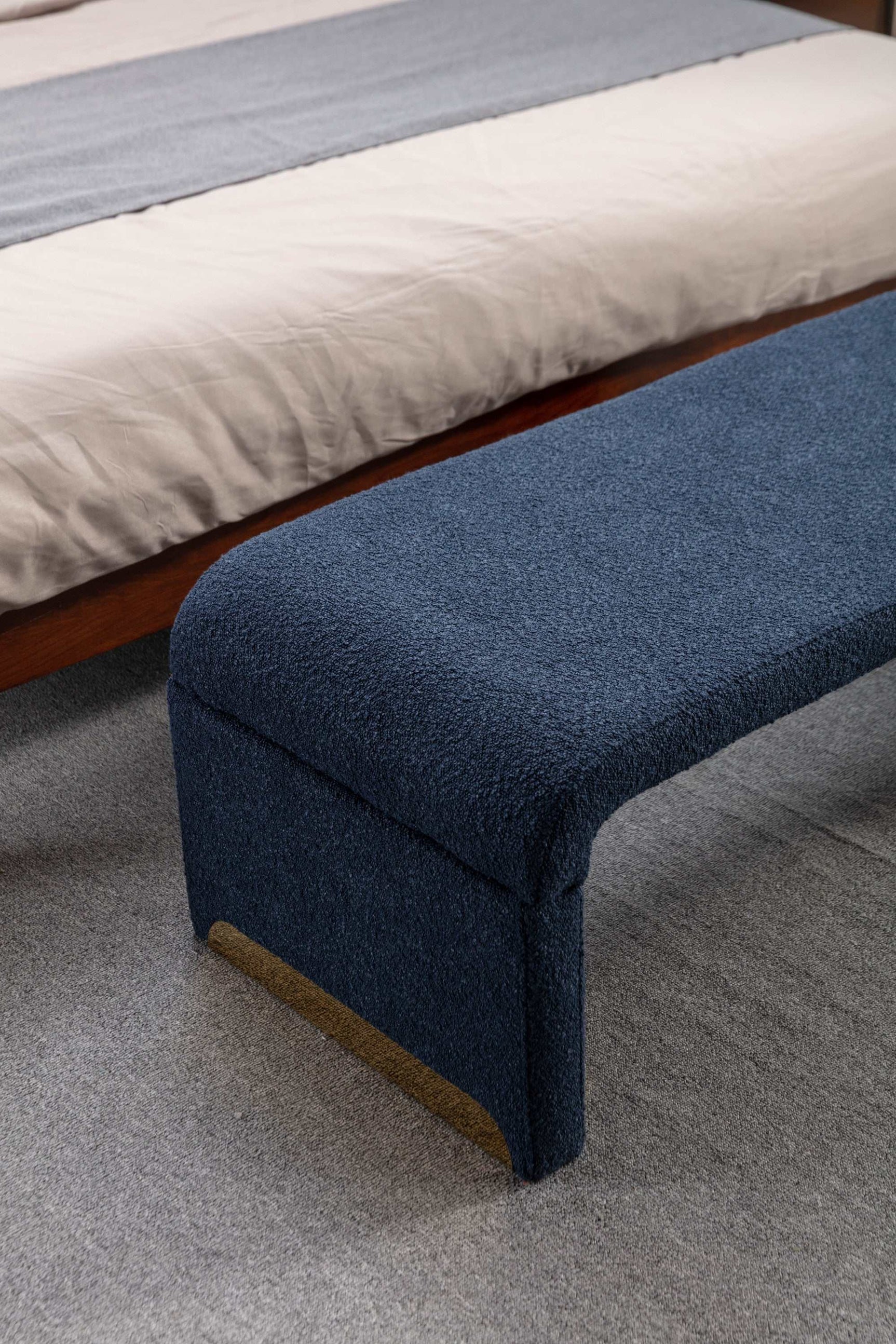 Angel Multi-Functional Dark Blue Bench With Gold Metal Legs - Ornate Home