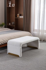 Angel Multi-Functional Ivory White Bench With Gold Metal Legs - Ornate Home