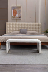 Angel Multi-Functional Ivory White Bench With Gold Metal Legs - Ornate Home