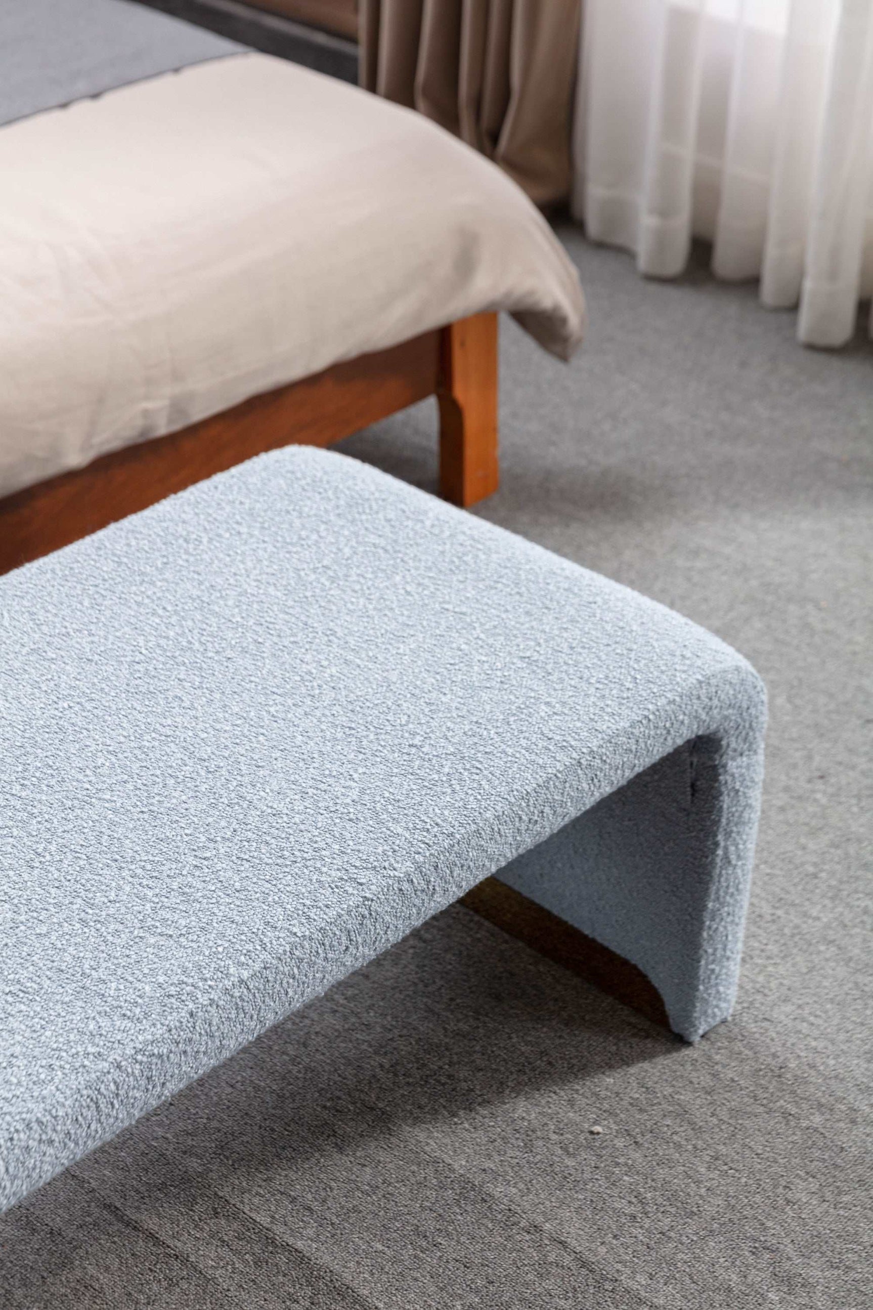 Angel Multi-Functional Light Blue Bench With Gold Metal Legs - Ornate Home