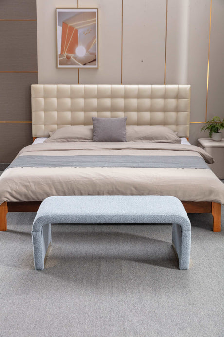 Angel Multi-Functional Light Blue Bench With Gold Metal Legs - Ornate Home