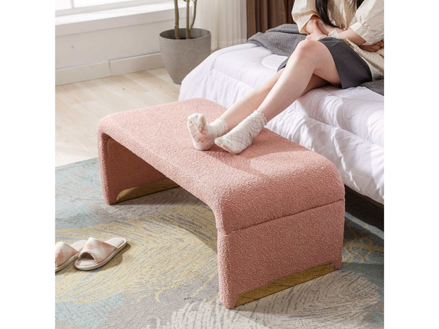 Angel Multi-Functional Pink Bench With Gold Metal Legs - Ornate Home