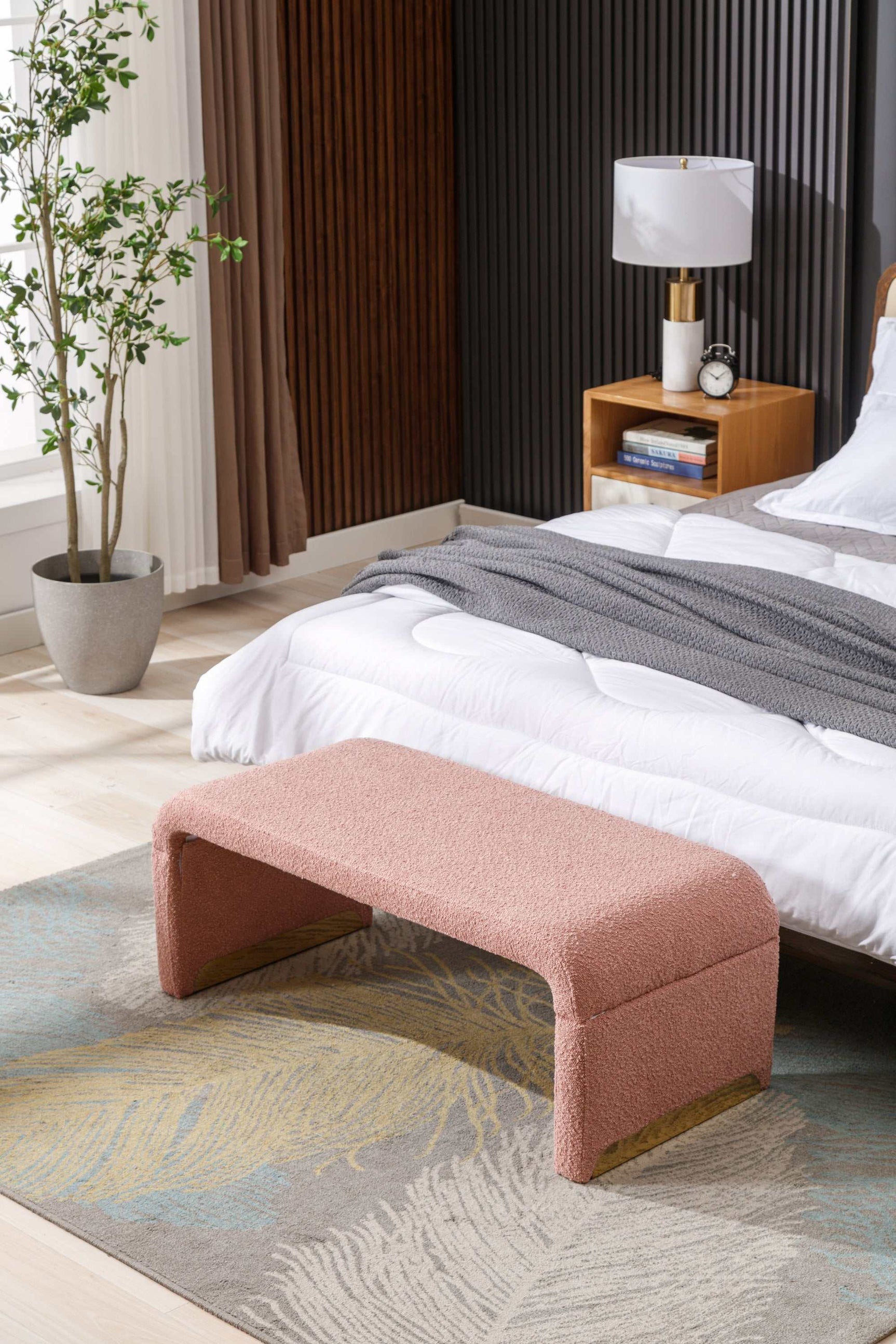 Angel Multi-Functional Pink Bench With Gold Metal Legs - Ornate Home