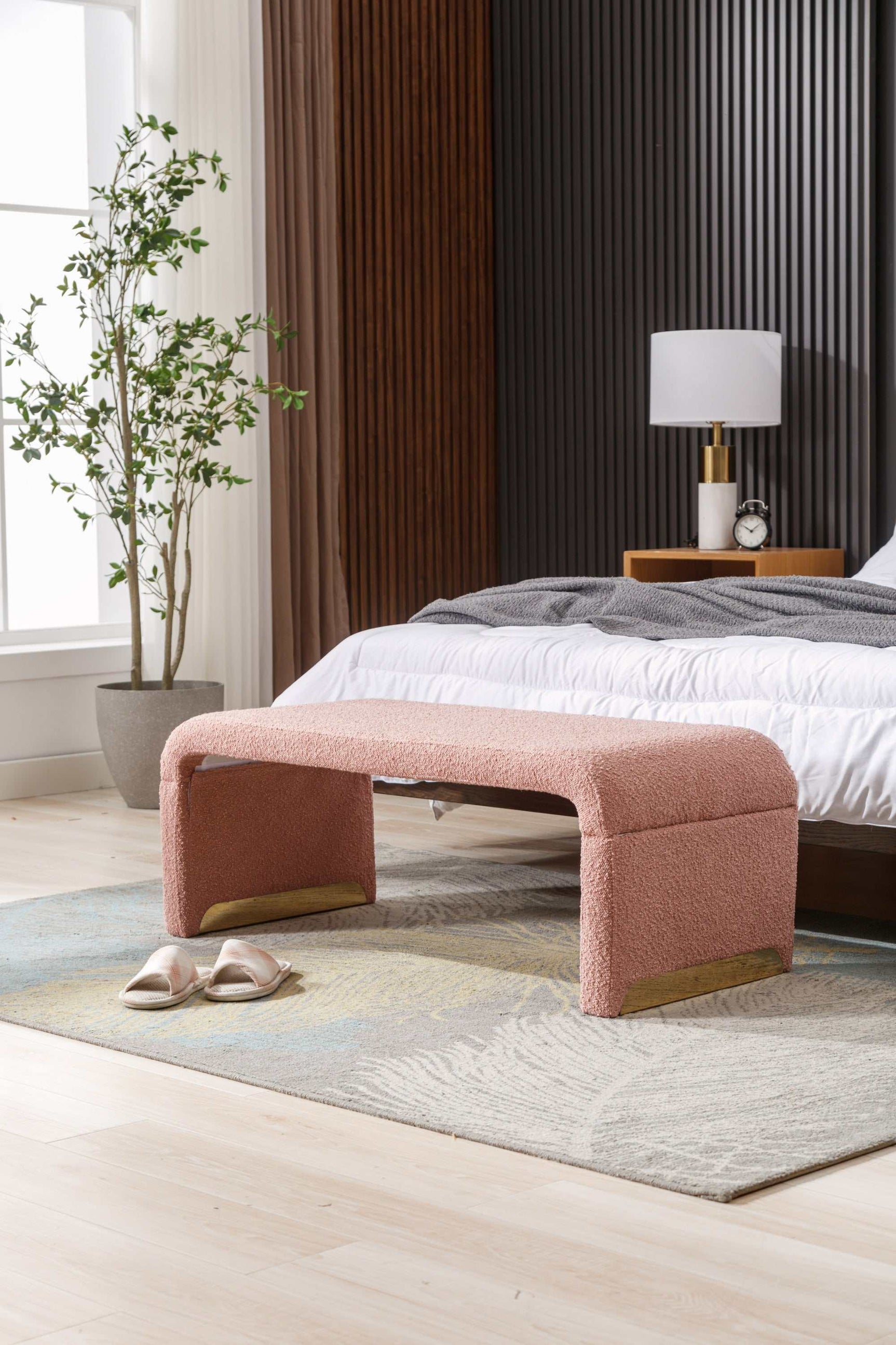 Angel Multi-Functional Pink Bench With Gold Metal Legs - Ornate Home