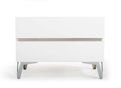 Angela Italian White Eco Leather 3pc Bedroom Set w/ Side Wings - Ornate Home