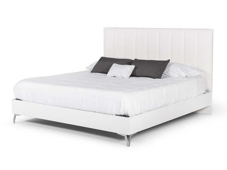 Angela Italian White Eco Leather Platform Bed - Ornate Home