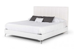 Angela Italian White Eco Leather Platform Bed - Ornate Home
