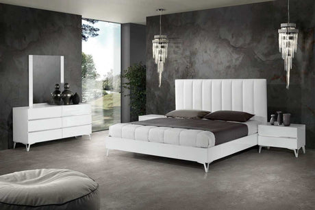Angela Italian White Eco Leather Platform Bed - Ornate Home
