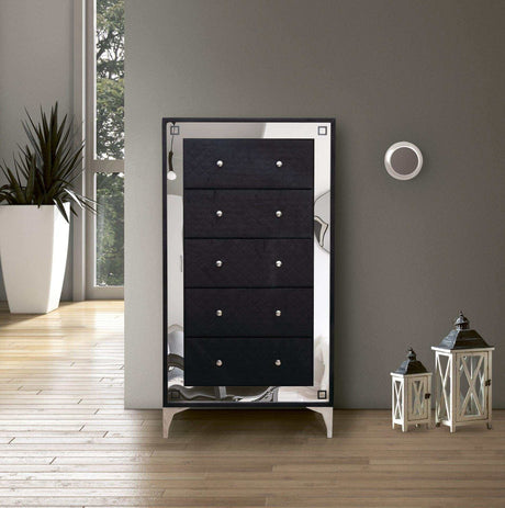 Angelina Black Queen Bedroom Set / 5pc - Ornate Home