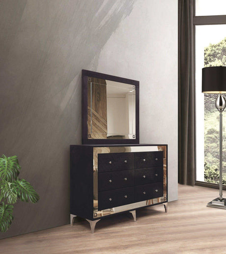 Angelina Black Queen Bedroom Set / 5pc - Ornate Home