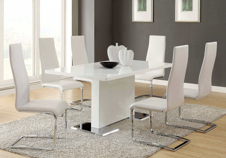 Anges White & Chrome Dining Chairs (Set Of 4) - Ornate Home