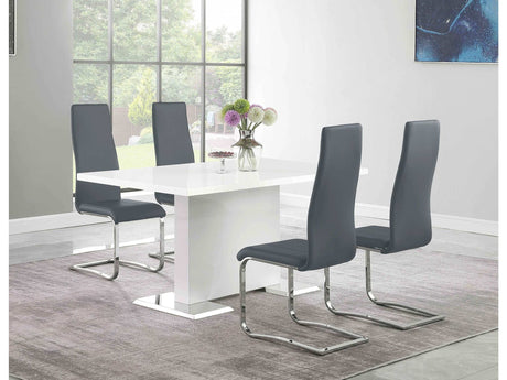 Anges White High Gloss / Grey 5 Pc Dining Set - Ornate Home