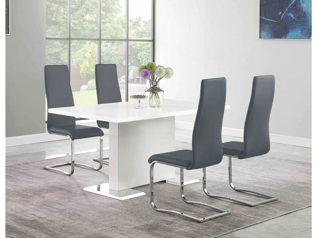 Anges White High Gloss / Grey 5 Pc Dining Set - Ornate Home