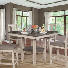 Ann Antique White & Gray 5p Counter Height Dining Room Set - Ornate Home