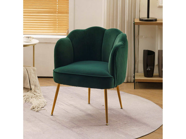 Annadel Teddy Dark Green Velvet Accent Chair w/ Gold Legs - Ornate Home