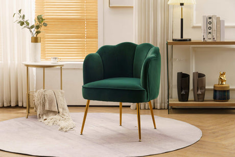 Annadel Teddy Dark Green Velvet Accent Chair w/ Gold Legs - Ornate Home