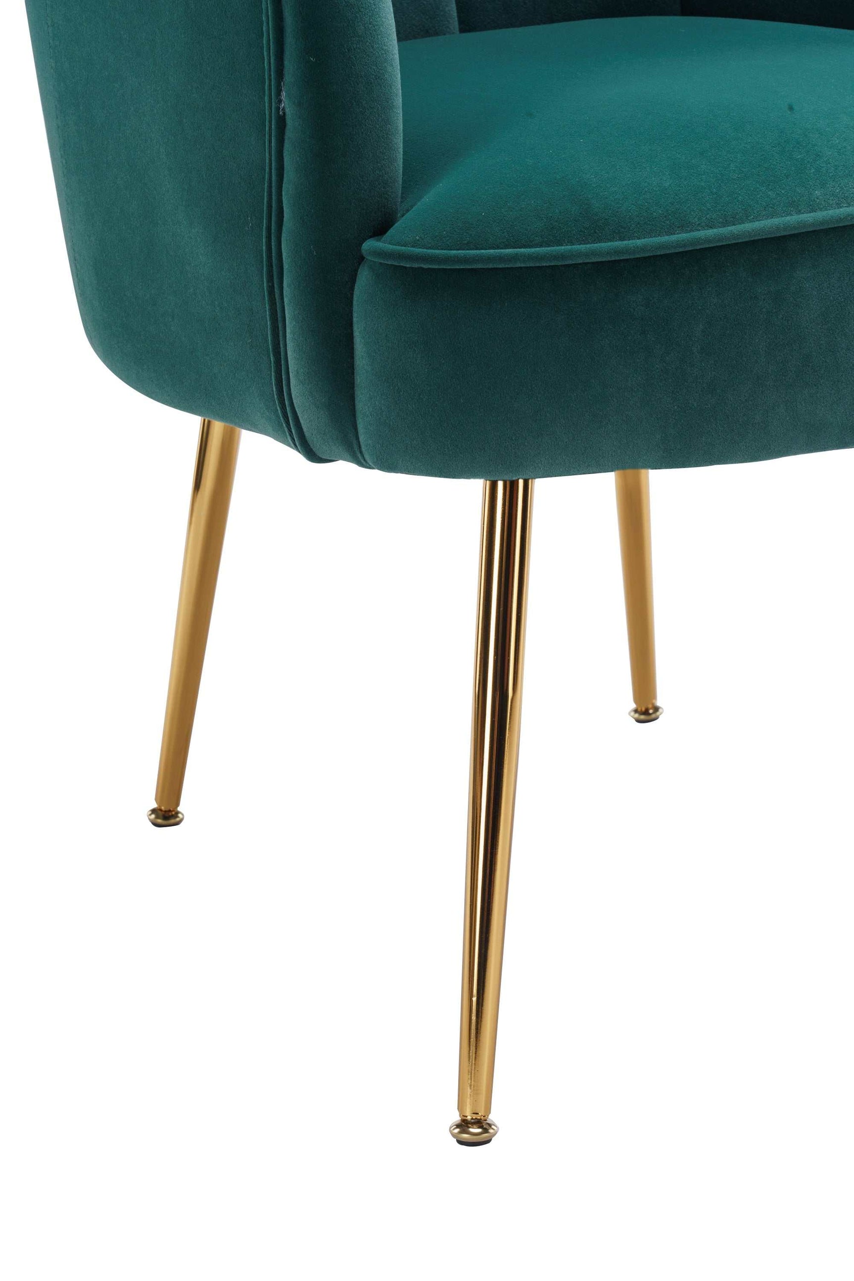 Annadel Teddy Dark Green Velvet Accent Chair w/ Gold Legs - Ornate Home