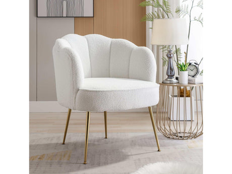 Annadel Teddy Ivory Accent Chair w/ Gold Legs - Ornate Home