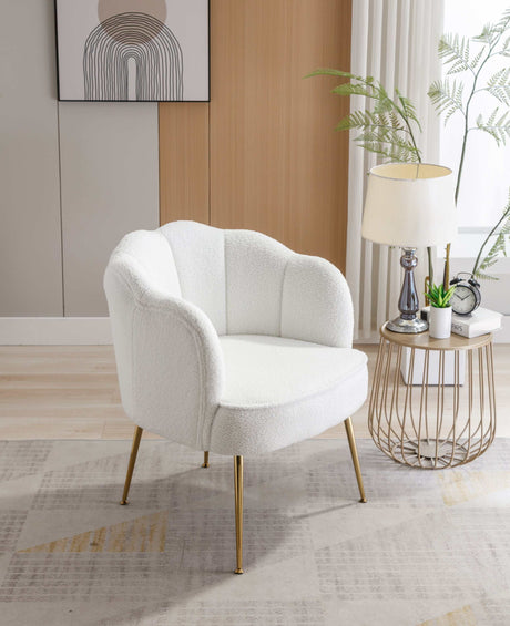 Annadel Teddy Ivory Accent Chair w/ Gold Legs - Ornate Home