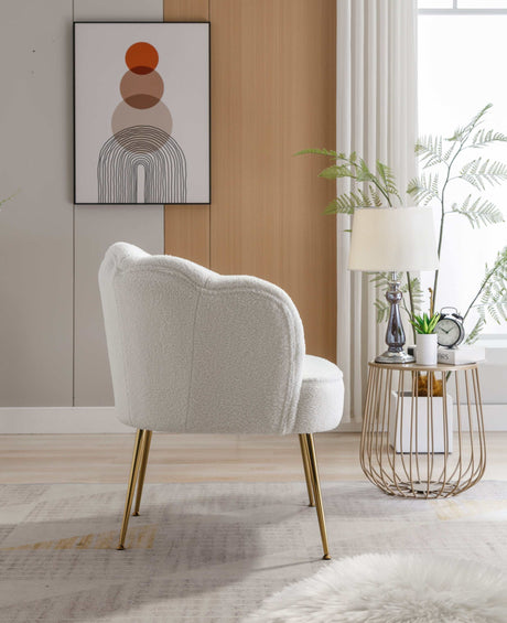 Annadel Teddy Ivory Accent Chair w/ Gold Legs - Ornate Home