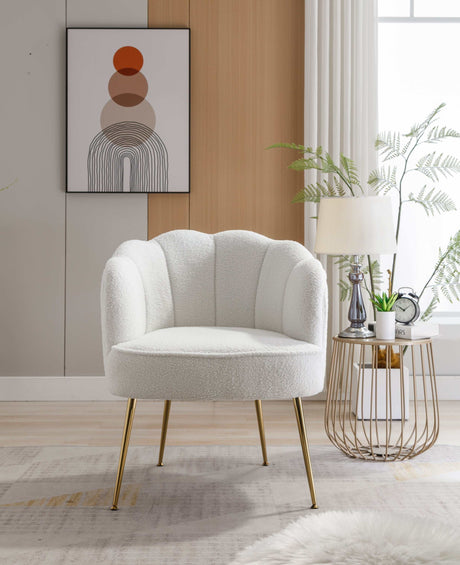 Annadel Teddy Ivory Accent Chair w/ Gold Legs - Ornate Home