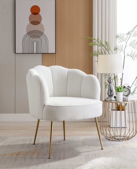 Annadel Teddy Ivory Accent Chair w/ Gold Legs - Ornate Home