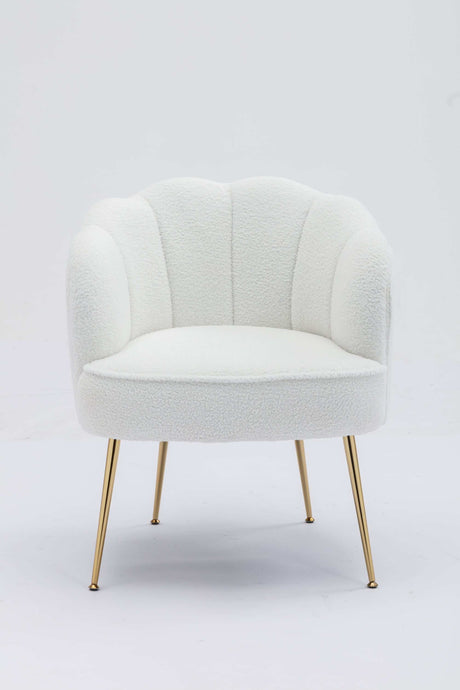 Annadel Teddy Ivory Accent Chair w/ Gold Legs - Ornate Home