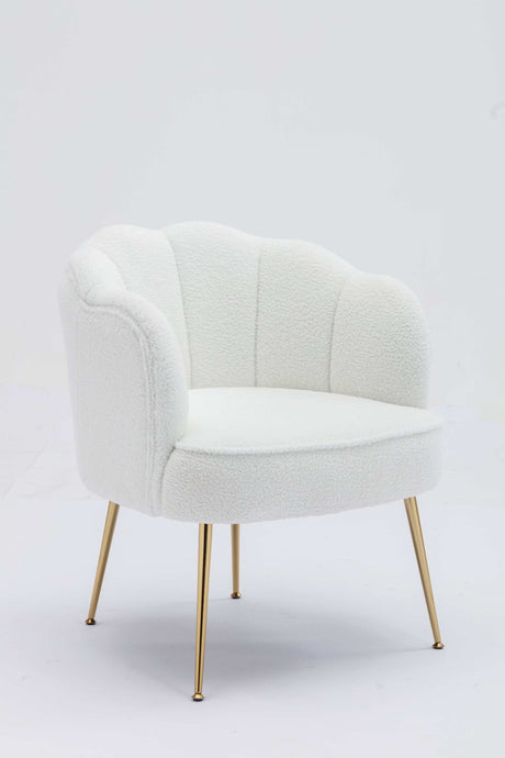 Annadel Teddy Ivory Accent Chair w/ Gold Legs - Ornate Home