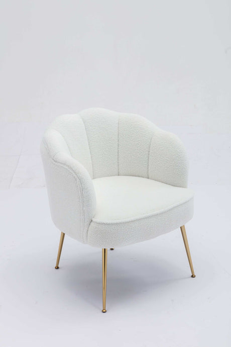 Annadel Teddy Ivory Accent Chair w/ Gold Legs - Ornate Home