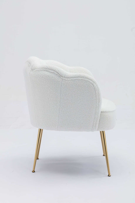 Annadel Teddy Ivory Accent Chair w/ Gold Legs - Ornate Home