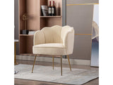 Annadel Teddy Velvet Creme White Accent Chair w/ Gold Legs - Ornate Home