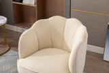 Annadel Teddy Velvet Creme White Accent Chair w/ Gold Legs - Ornate Home