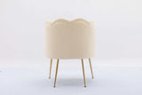 Annadel Teddy Velvet Creme White Accent Chair w/ Gold Legs - Ornate Home