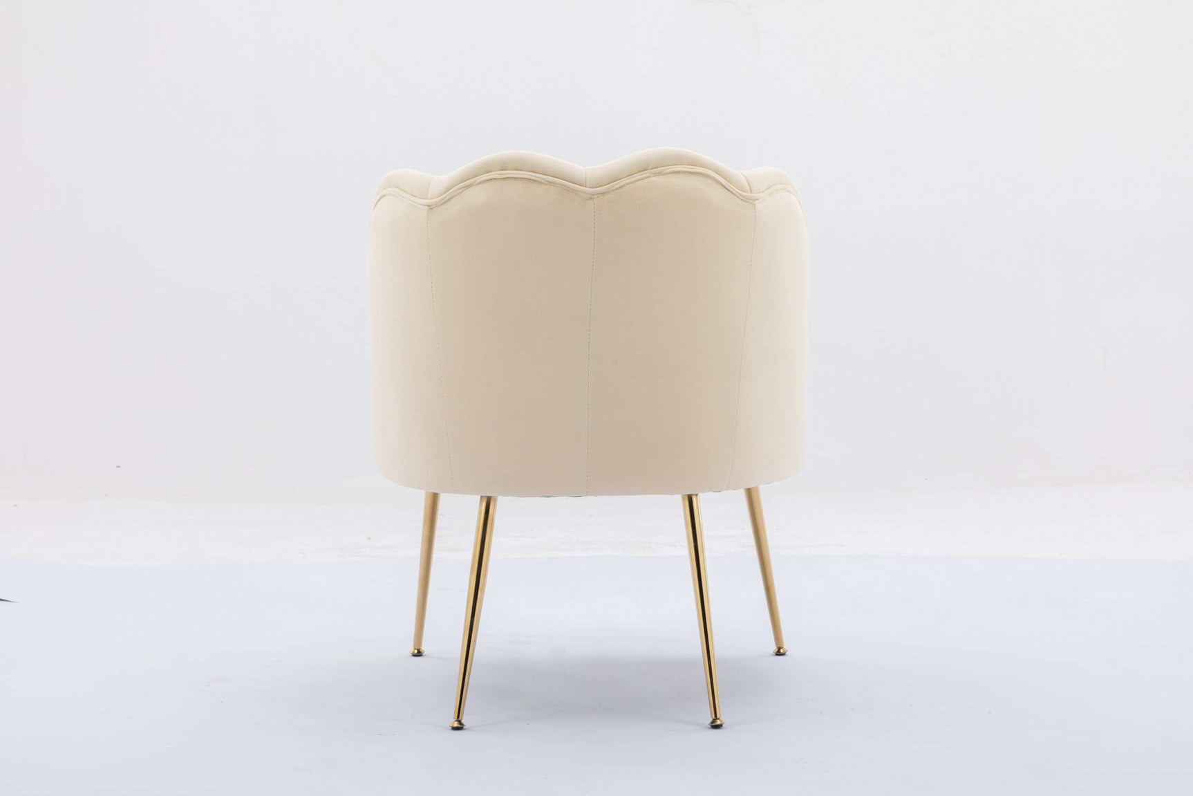 Annadel Teddy Velvet Creme White Accent Chair w/ Gold Legs - Ornate Home