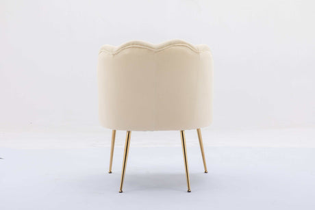 Annadel Teddy Velvet Creme White Accent Chair w/ Gold Legs - Ornate Home