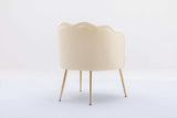 Annadel Teddy Velvet Creme White Accent Chair w/ Gold Legs - Ornate Home