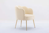 Annadel Teddy Velvet Creme White Accent Chair w/ Gold Legs - Ornate Home