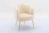 Annadel Teddy Velvet Creme White Accent Chair w/ Gold Legs - Ornate Home