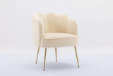 Annadel Teddy Velvet Creme White Accent Chair w/ Gold Legs - Ornate Home